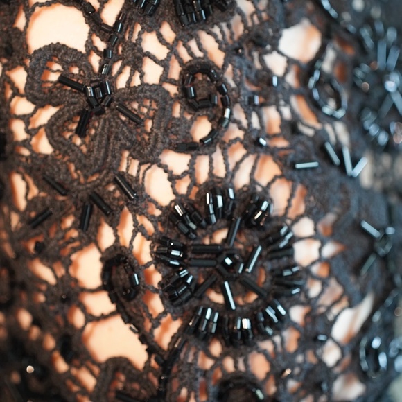 Sandro wool blend navy blue lace beaded sweater Dress European Sz 1 (US Sz S) - Picture 7 of 10